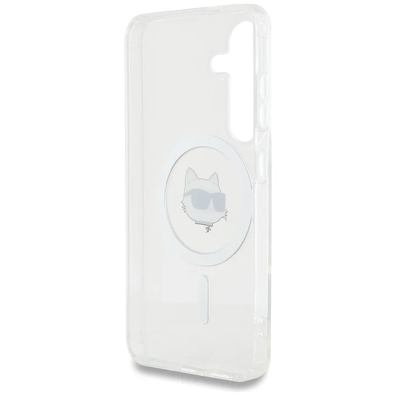 Karl Lagerfeld Button Choupette Pea Trükitud Logo MagSafe Kate Samsung Galaxy S25+ valge