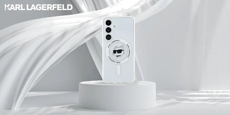 Karl Lagerfeld Button Choupette Pea Trükitud Logo MagSafe Kate Samsung Galaxy S25+ valge