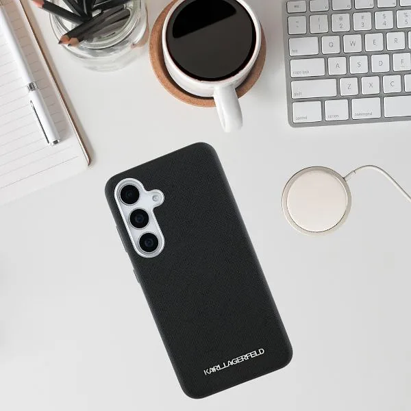 Karl Lagerfeld Saffiano täisümbrisega pikendatud metallist logo MagSafe ümbris Samsung Galaxy S25+ jaoks