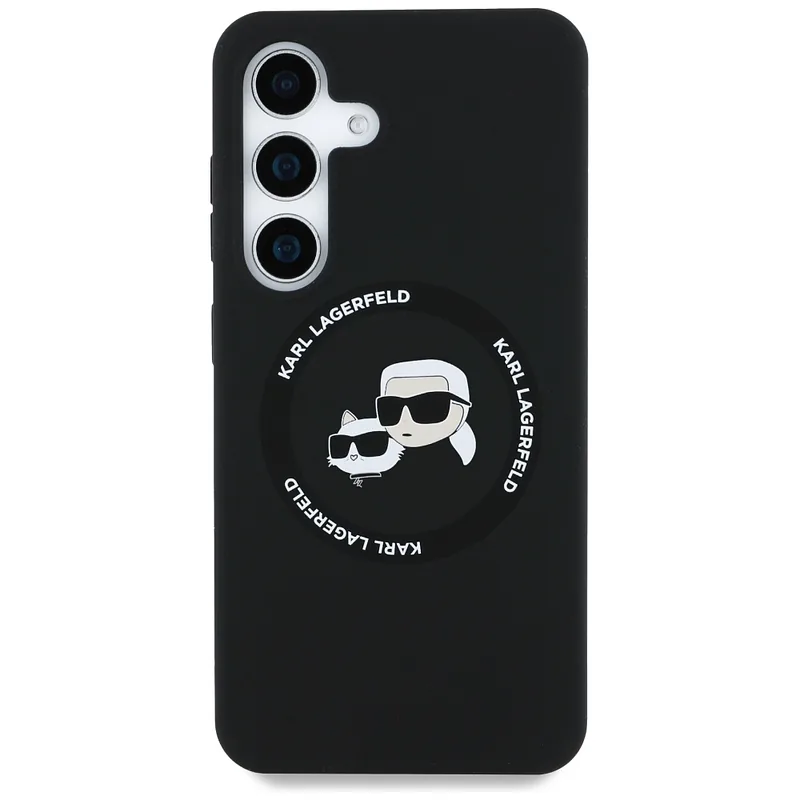 Karl Lagerfeldi silikoonist ümbris topeltpeade ja ringikujulise MagSafe’iga Samsung Galaxy S25+ must