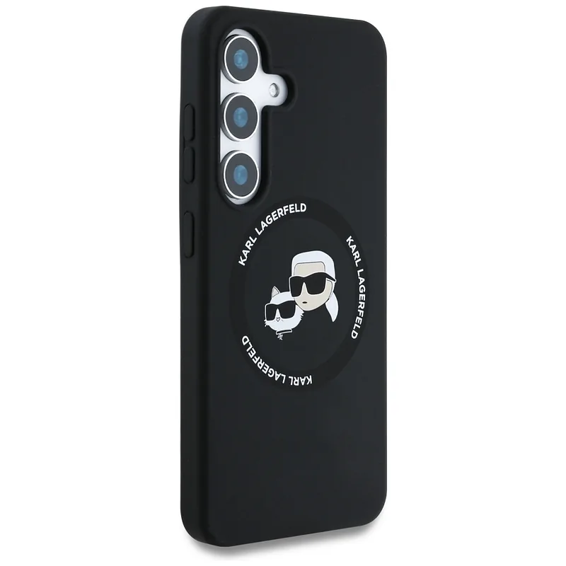 Karl Lagerfeldi silikoonist ümbris topeltpeade ja ringikujulise MagSafe’iga Samsung Galaxy S25+ must