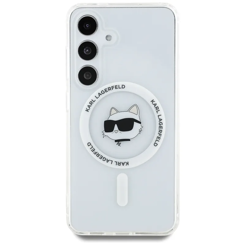 Karl Lagerfeldi ümbris Button Choupette pea trükitud logoga MagSafe Samsung Galaxy S25 valge