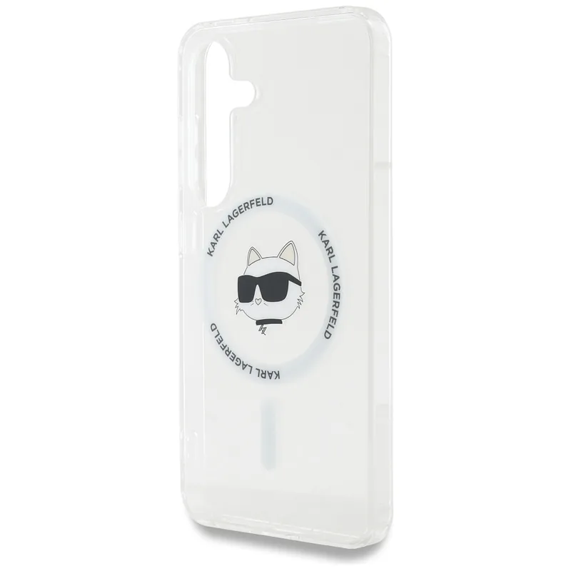 Karl Lagerfeldi ümbris Button Choupette pea trükitud logoga MagSafe Samsung Galaxy S25 valge