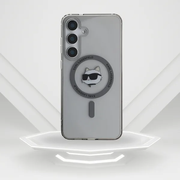 Karl Lagerfeldi ümbris Button Choupette pea trükitud logoga MagSafe Samsung Galaxy S25 must