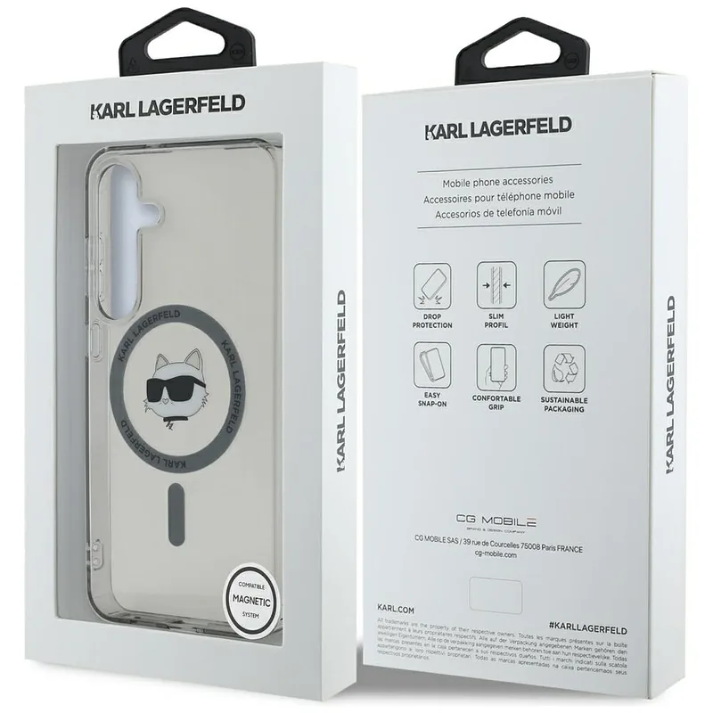 Karl Lagerfeldi ümbris Button Choupette pea trükitud logoga MagSafe Samsung Galaxy S25 must