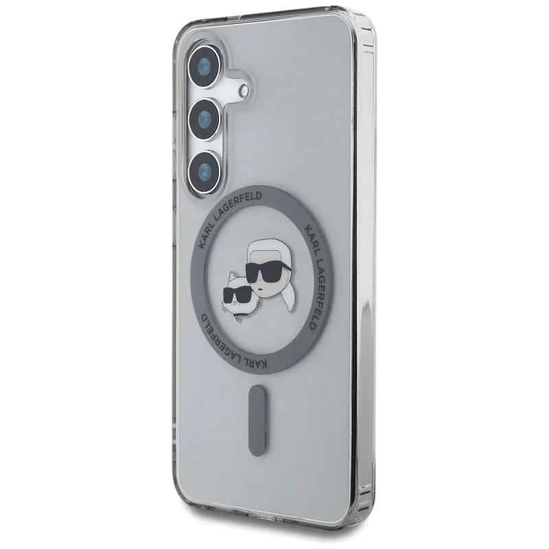 Karl Lagerfeldi nupp Karl & Choupette peadega trükitud logo MagSafe Samsung Galaxy S25 must