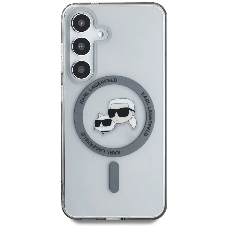 Karl Lagerfeldi nupp Karl & Choupette peadega trükitud logo MagSafe Samsung Galaxy S25 must