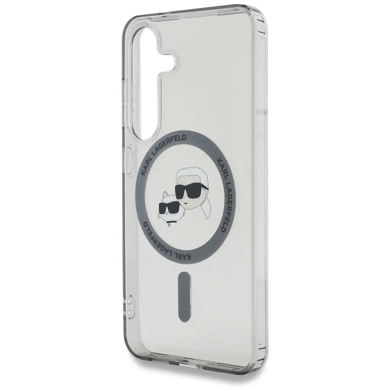 Karl Lagerfeldi nupp Karl & Choupette peadega trükitud logo MagSafe Samsung Galaxy S25 must