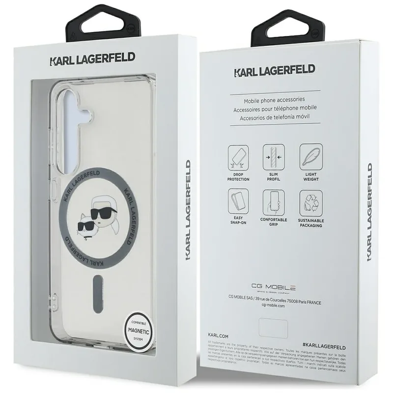 Karl Lagerfeldi nupp Karl & Choupette peadega trükitud logo MagSafe Samsung Galaxy S25 must