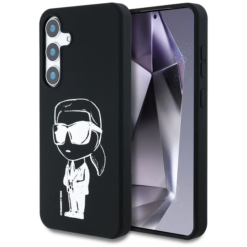 Karl Lagerfeldi silikoonist graffititrükiga ikooniline MagSafe ümbris Samsung Galaxy S25 must