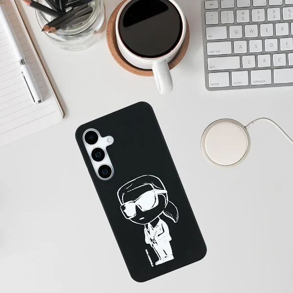 Karl Lagerfeldi silikoonist graffititrükiga ikooniline MagSafe ümbris Samsung Galaxy S25 must
