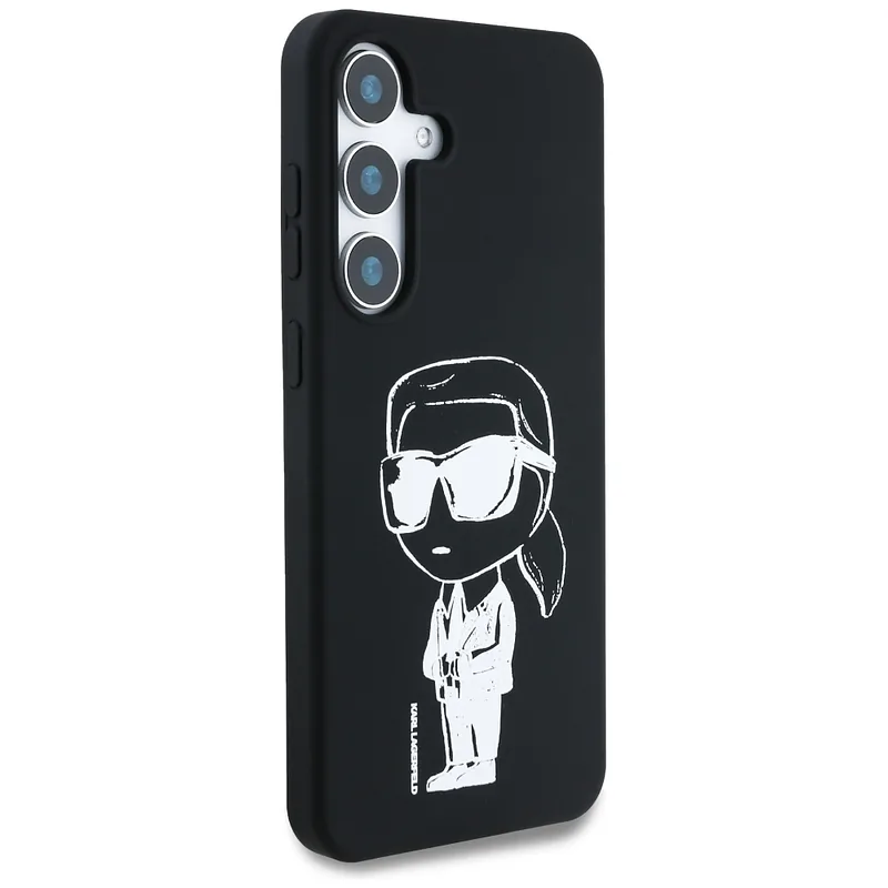 Karl Lagerfeldi silikoonist graffititrükiga ikooniline MagSafe ümbris Samsung Galaxy S25 must