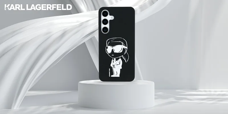 Karl Lagerfeldi silikoonist graffititrükiga ikooniline MagSafe ümbris Samsung Galaxy S25 must