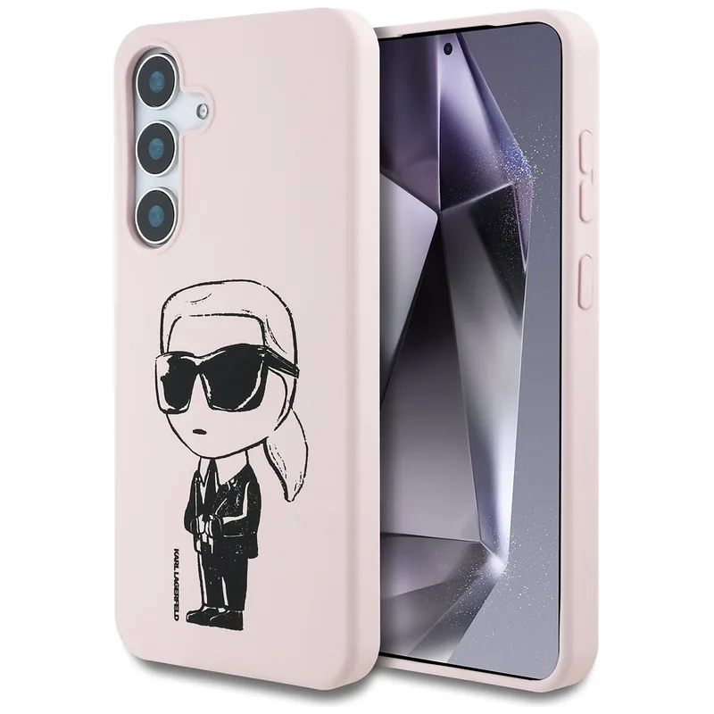 Karl Lagerfeld silikoonist graffititrükiga ikooniline MagSafe ümbris Samsung Galaxy S25 roosa