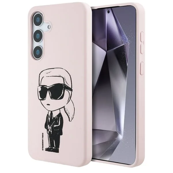 Karl Lagerfeld silikoonist graffititrükiga ikooniline MagSafe ümbris Samsung Galaxy S25 roosa