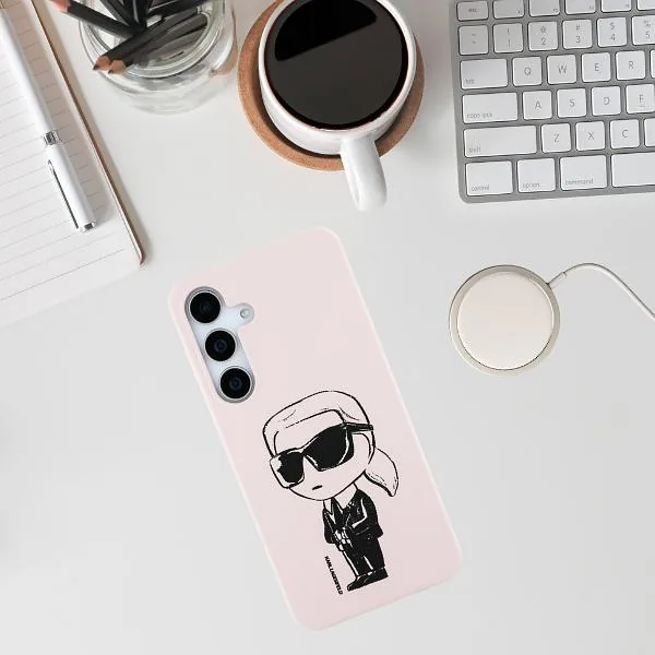 Karl Lagerfeld silikoonist graffititrükiga ikooniline MagSafe ümbris Samsung Galaxy S25 roosa