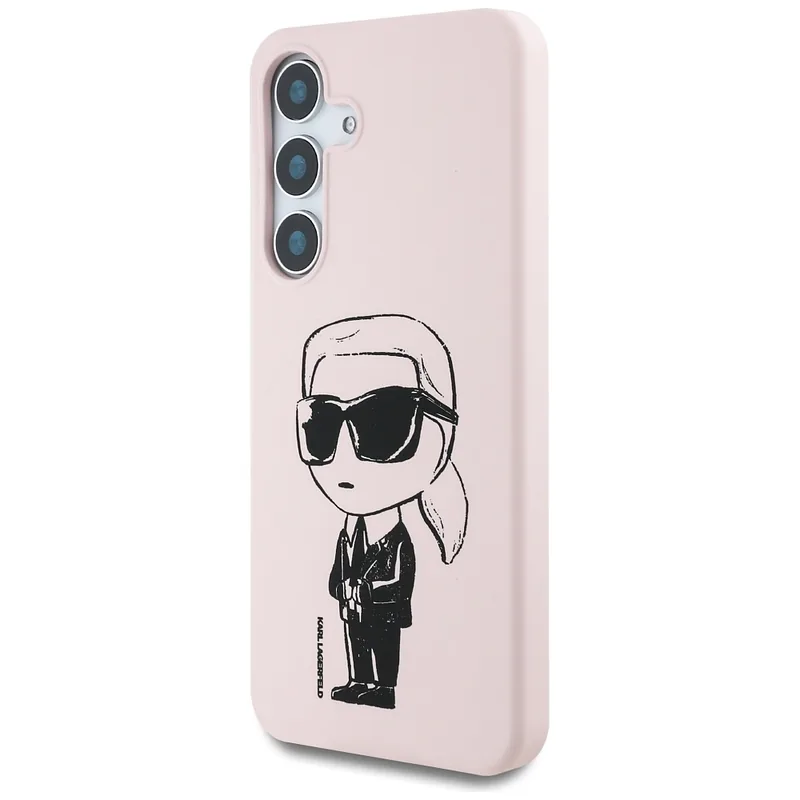 Karl Lagerfeld silikoonist graffititrükiga ikooniline MagSafe ümbris Samsung Galaxy S25 roosa