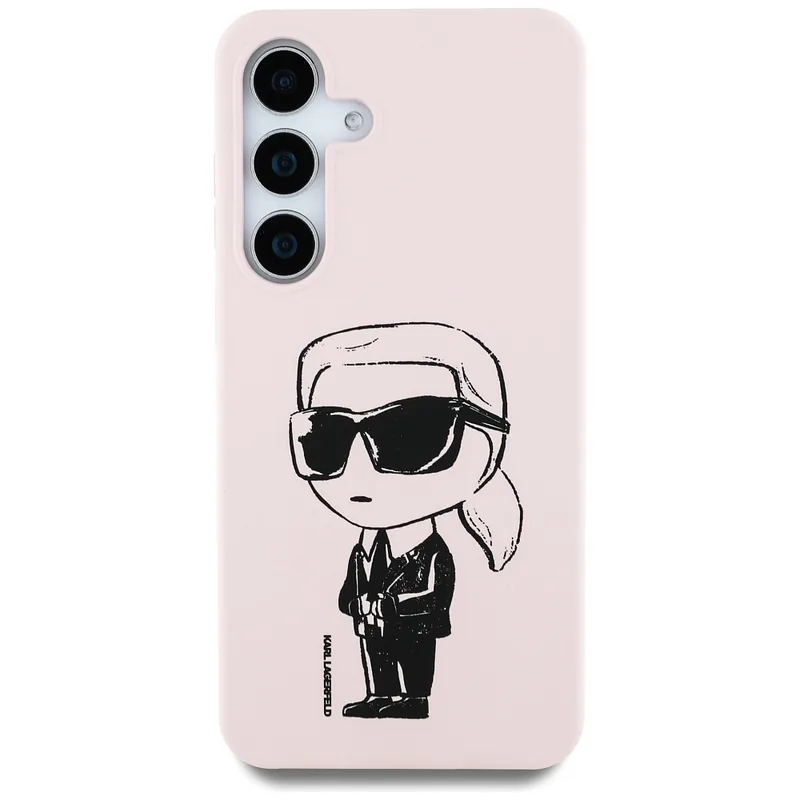 Karl Lagerfeld silikoonist graffititrükiga ikooniline MagSafe ümbris Samsung Galaxy S25 roosa