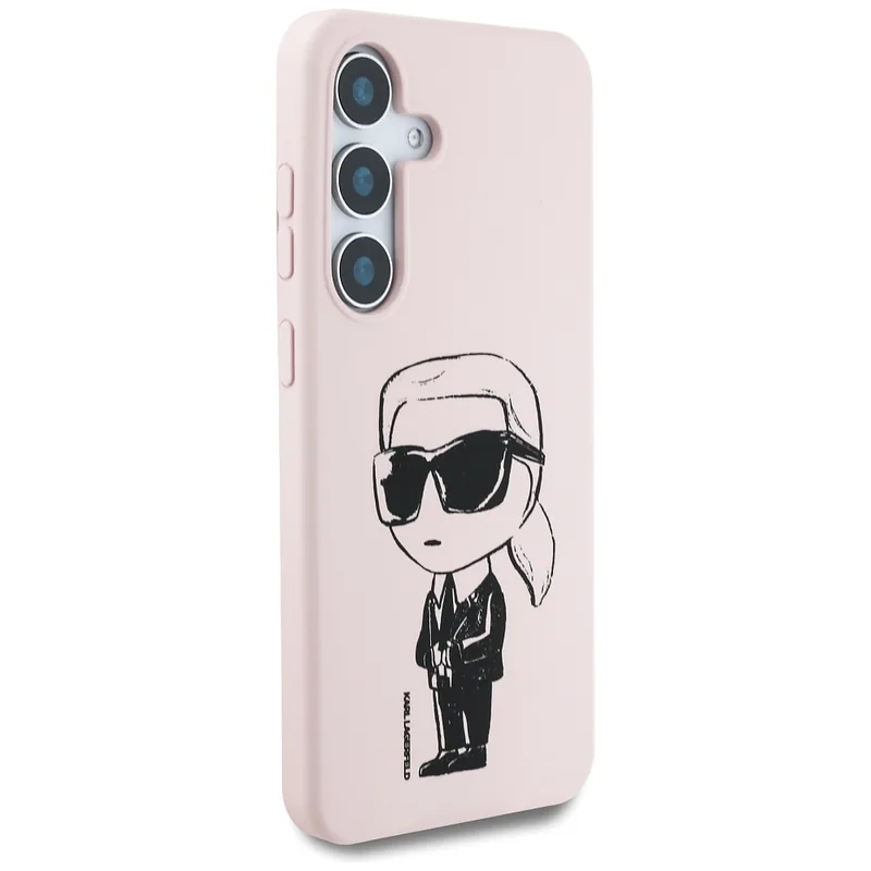 Karl Lagerfeld silikoonist graffititrükiga ikooniline MagSafe ümbris Samsung Galaxy S25 roosa