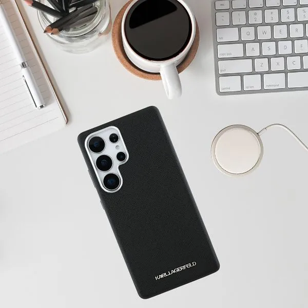 Karl Lagerfeld Saffiano täiskattega pikendatud metallist logo MagSafe ümbris Samsung Galaxy S25 jaoks