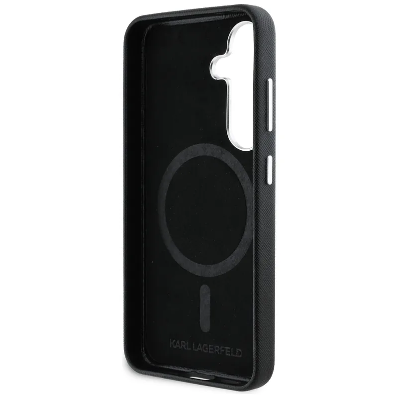 Karl Lagerfeld Saffiano täiskattega pikendatud metallist logo MagSafe ümbris Samsung Galaxy S25 jaoks