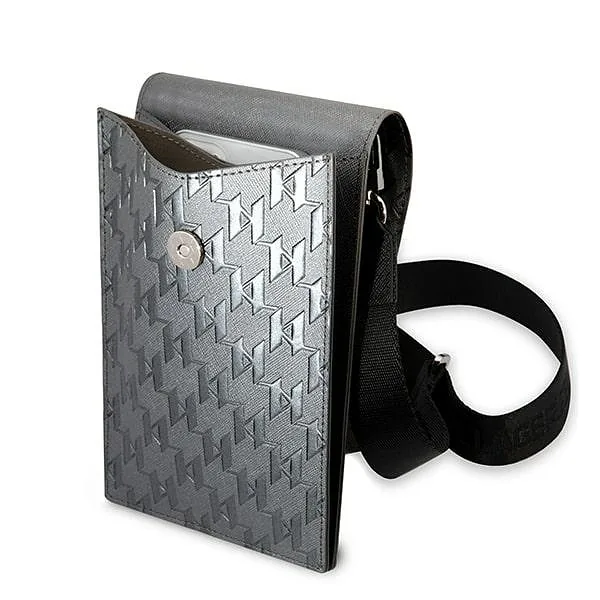 Karl Lagerfeld käekott KLWBSAMIPG hõbedane Ikonik Karl Monogramm Patch