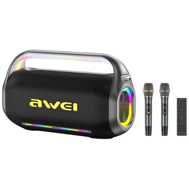 Kaasaskantav juhtmevaba kõlar AWEI KT20 400W Bluetooth 5.3 karaokesüsteemiga must