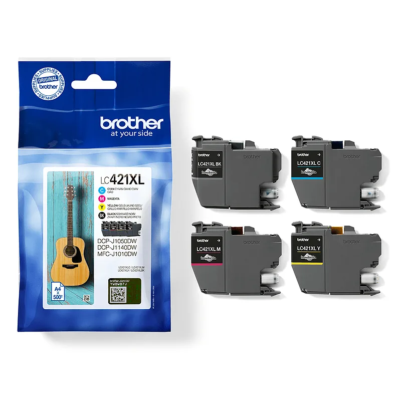 Brother LC-421XLVAL PagePack 4 tk Originaal High (XL) Yield Must, Tsüaan, Magenta, Kollane