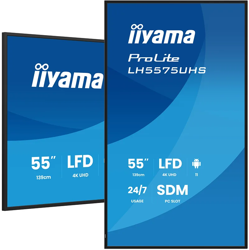 iiyama LH5575UHS-B2AG infoekraan Digital signage lameekraan 138,7 cm (54.6") LCD WiFi 500 cd/m² 4K Ultra HD Must Sisseehitatud protsessor Android 11 24/7
