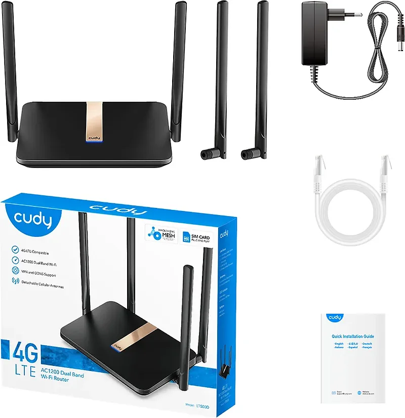 Cudy LT500D AC1200 4G LTE-modeem ja WiFi-juurdepääsupunkt