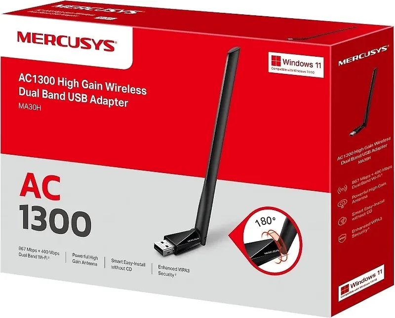 Mercusys AC1300 Kõrge Tugevusega Kahekanaliline WiFi-adapter