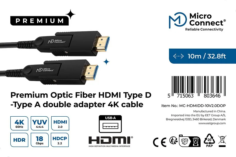 Microconnect MC-HDMIDD-10V2.0DOP HDMI-kaabel 10 m HDMI tüüp A (Standard) Must