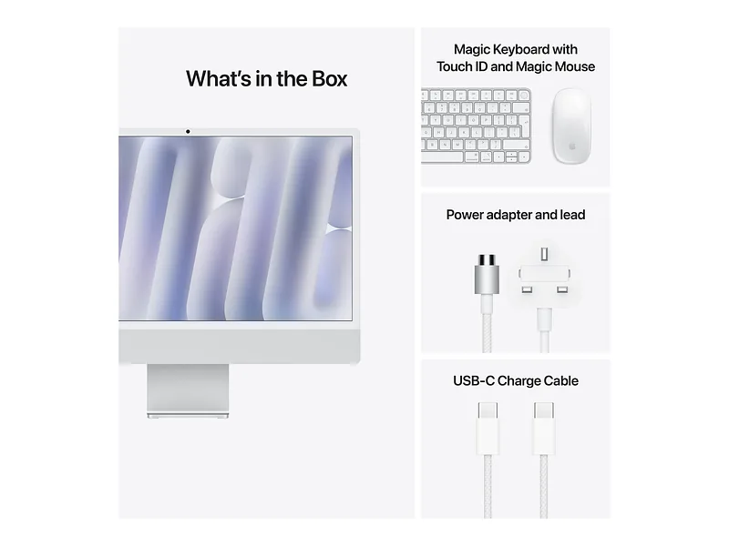 Apple iMac, Desktop, AIO, 24 “, Apple M4, Internal memory 24 GB, Solid-state drive capacity 512 GB, Apple M4 chip 10-core CPU/10-core GPU, Keyboard language English, macOS