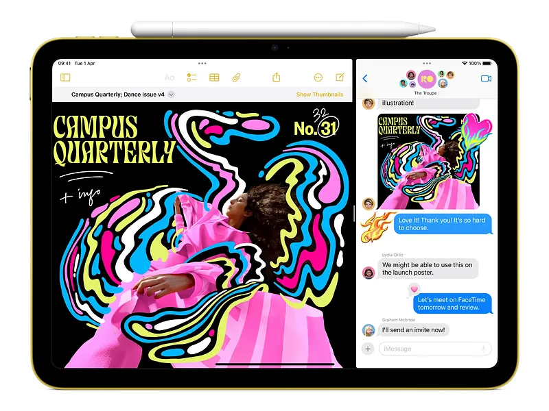 Apple, iPad, 11 “, Yellow, IPS, Liquid Retina, 2360 x 1640 pixels, Apple A16, 512 GB, Wi-Fi, Front camera, 12 MP, Rear camera, 12 MP, Bluetooth, 5.3, iPadOS, USB-C charging cable