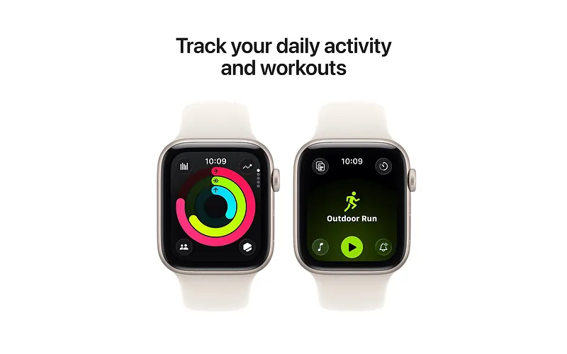 Apple Watch SE 3 (GPS) 44 mm tähtivalge alumiiniumkest ja tähtivalge spordirihm, S/M