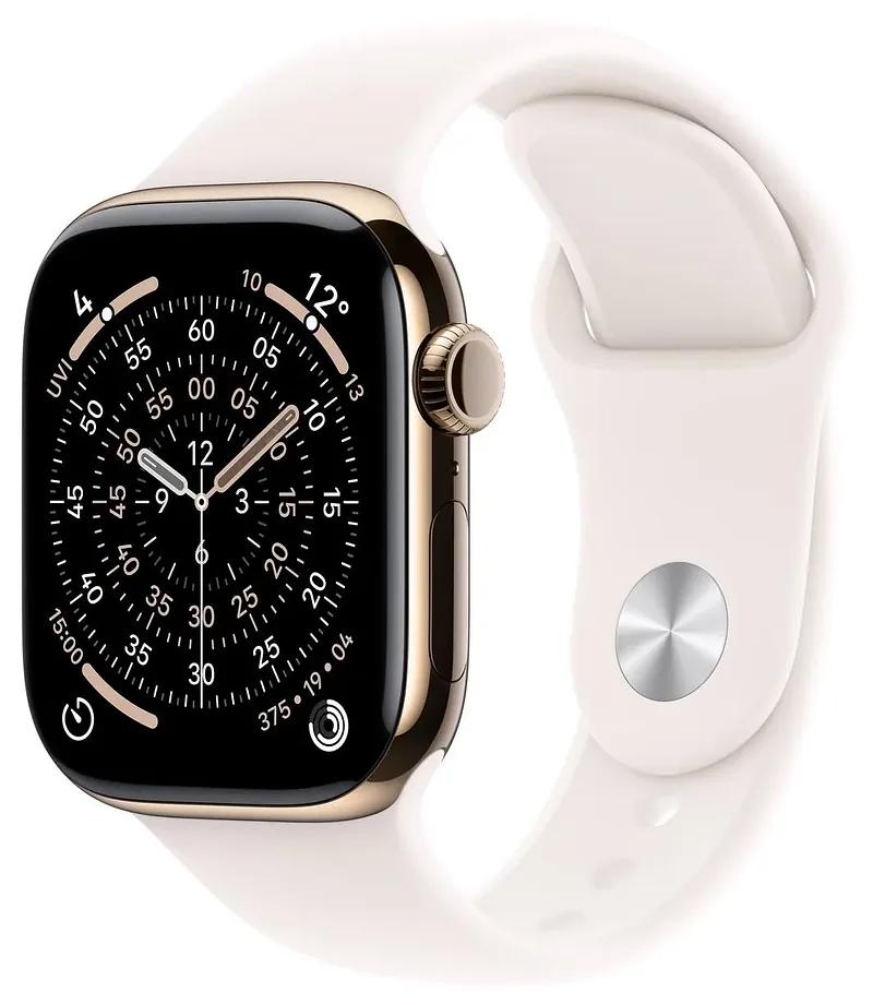 Apple Watch Series 11 GPS + Cellular 46mm Gold Titanium Case | Light Blush Sport Band - S/M