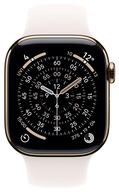 Apple Watch Series 11 GPS + Cellular 46mm Gold Titanium Case | Light Blush Sport Band – S/M