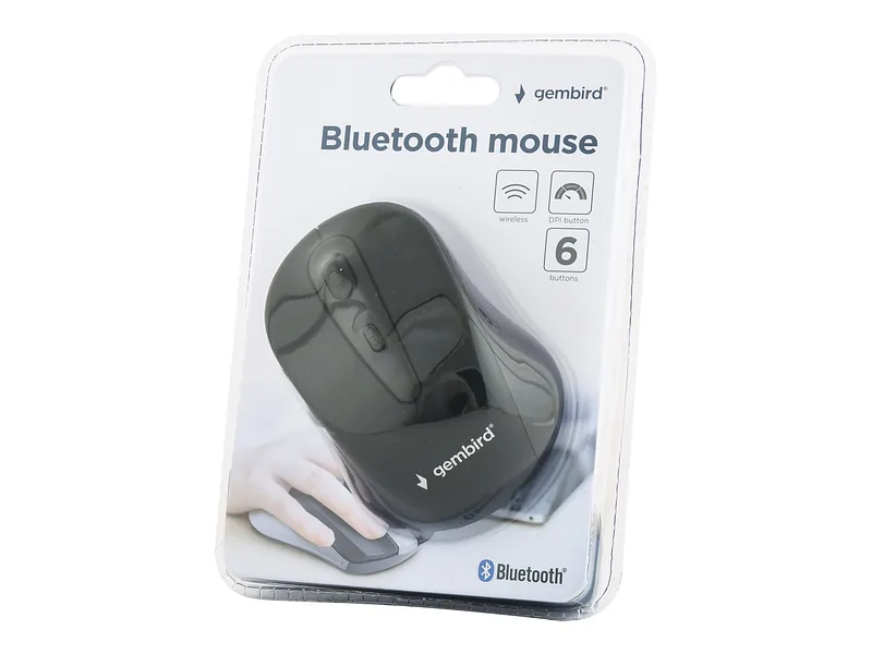 Gembird, MUSWB2, Optical Bluetooth mouse, 6 button, Black, Grey