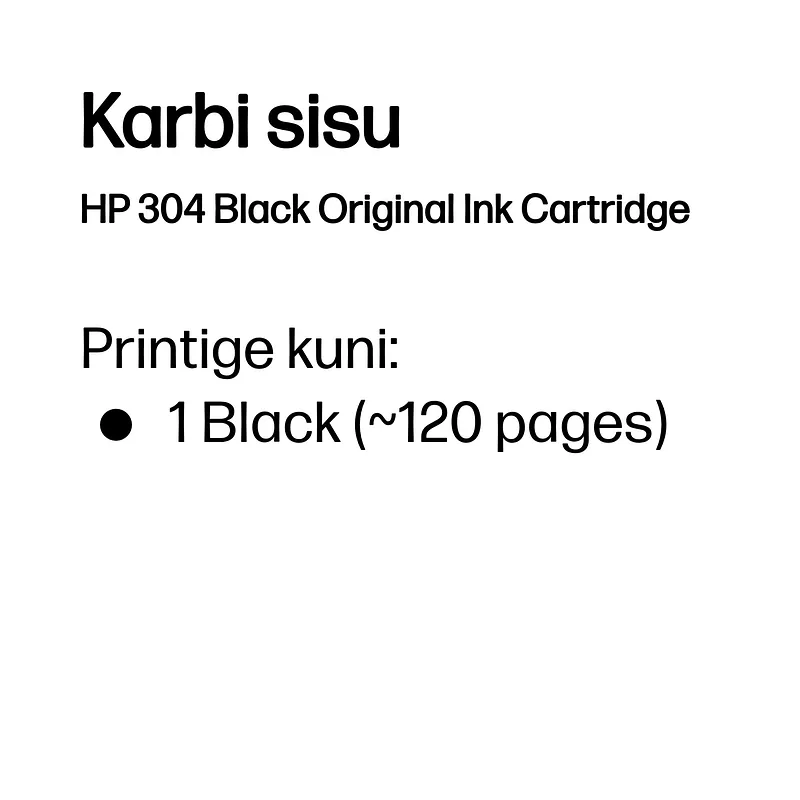 HP 304 Black Original Ink Cartridge tindikassett 1 tk Standard Must