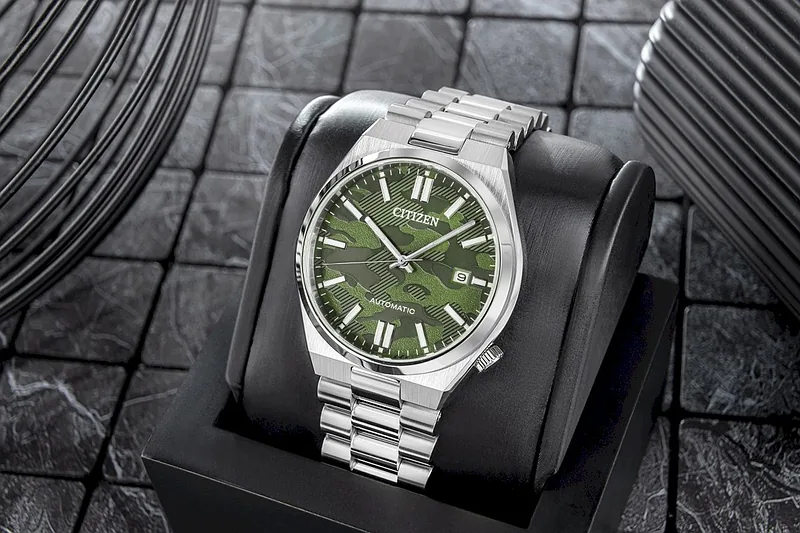 Citizen Tsuyosa Men’s Watch 40mm Green Camo Dial Stainless Steel Bracelet