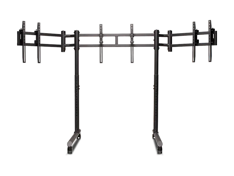 Next Level Racing Floor stand, Round Tube Freestanding Single Monitor Stand, Up to 3×43 “, Height adjustment, Tilt, Maximum weight (capacity) 50 kg, Black