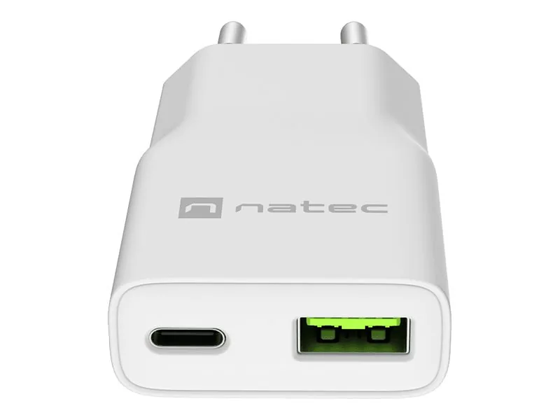Natec Ribera USB Charger Gan Slim USB 1X USB-A + 1X USB-C 20W, NUC-2376
