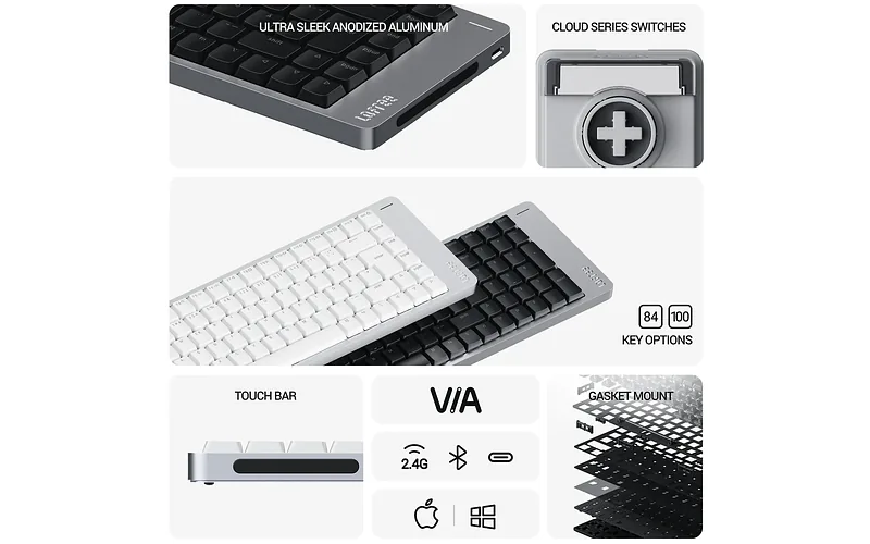 Lofree Flow 2 100 Kailh Pulse Tactile mehaaniline klaviatuur, must