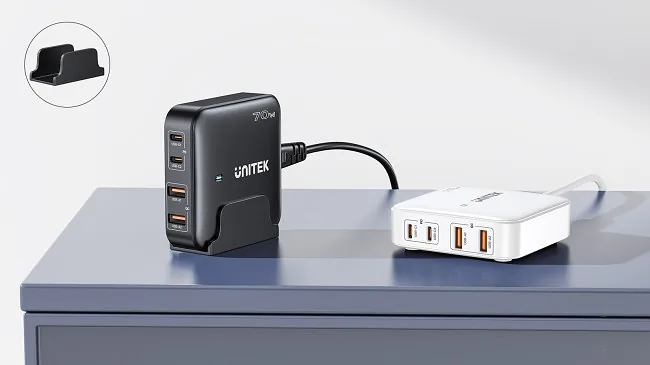 Unitek Ładowarka biurkowa GaN 70W 2xUSB-A 2xUSB-C