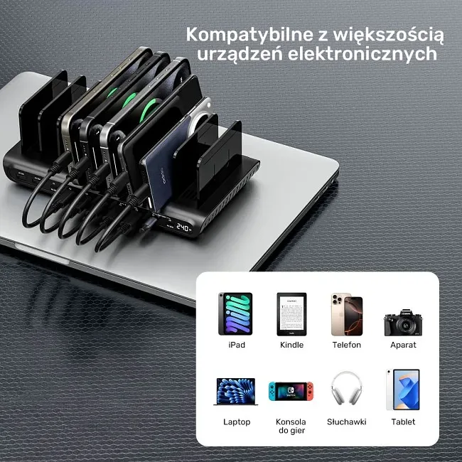 Unitek 10-portowa stacja ładowania USB-C i USB-A 240W