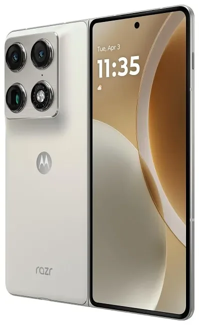 Motorola razr fold 20,6 cm (8.09″) Kaksik-SIM Android 16.0 5G USB tüüp-C 16 GB 512 GB 6000 mAh Valge