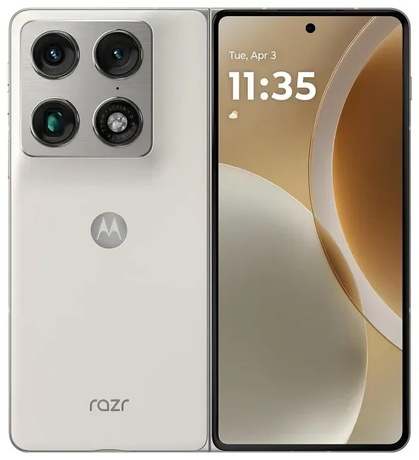 Motorola razr fold 20,6 cm (8.09″) Kaksik-SIM Android 16.0 5G USB tüüp-C 16 GB 512 GB 6000 mAh Valge