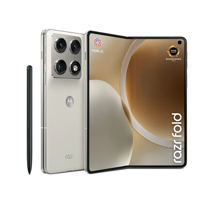 Motorola razr fold 20,6 cm (8.09″) Kaksik-SIM Android 16.0 5G USB tüüp-C 16 GB 512 GB 6000 mAh Valge
