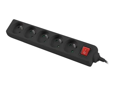 Lanberg Cable Power Strip 3M 5X French Outlets with Switch, Quality-Grade Copper, PS1-05E-0300-BK