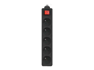 Lanberg Cable Power Strip 3M 5X French Outlets with Switch, Quality-Grade Copper, PS1-05E-0300-BK